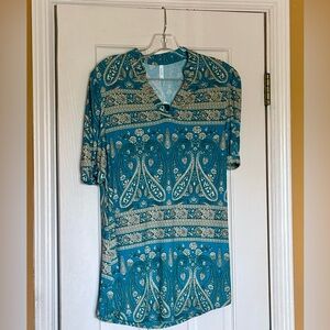 Teal Paisley Women's Top